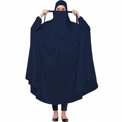 Free size jilbab with nose piece- Navy Blue